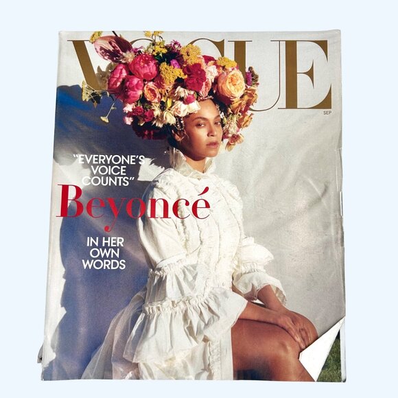 VOGUE SEPT '18 MAGAZINE FEAT. BEYONCE "IN HER OWN WORDS" FLORAL COVER DESIGN - Picture 1 of 4